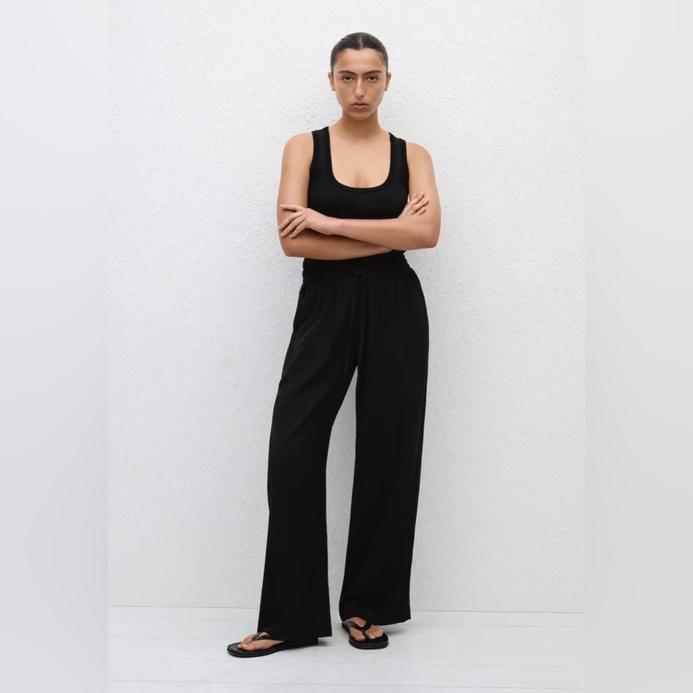 MATTEAU Silk Drawstring Trouser, Black, Size 1